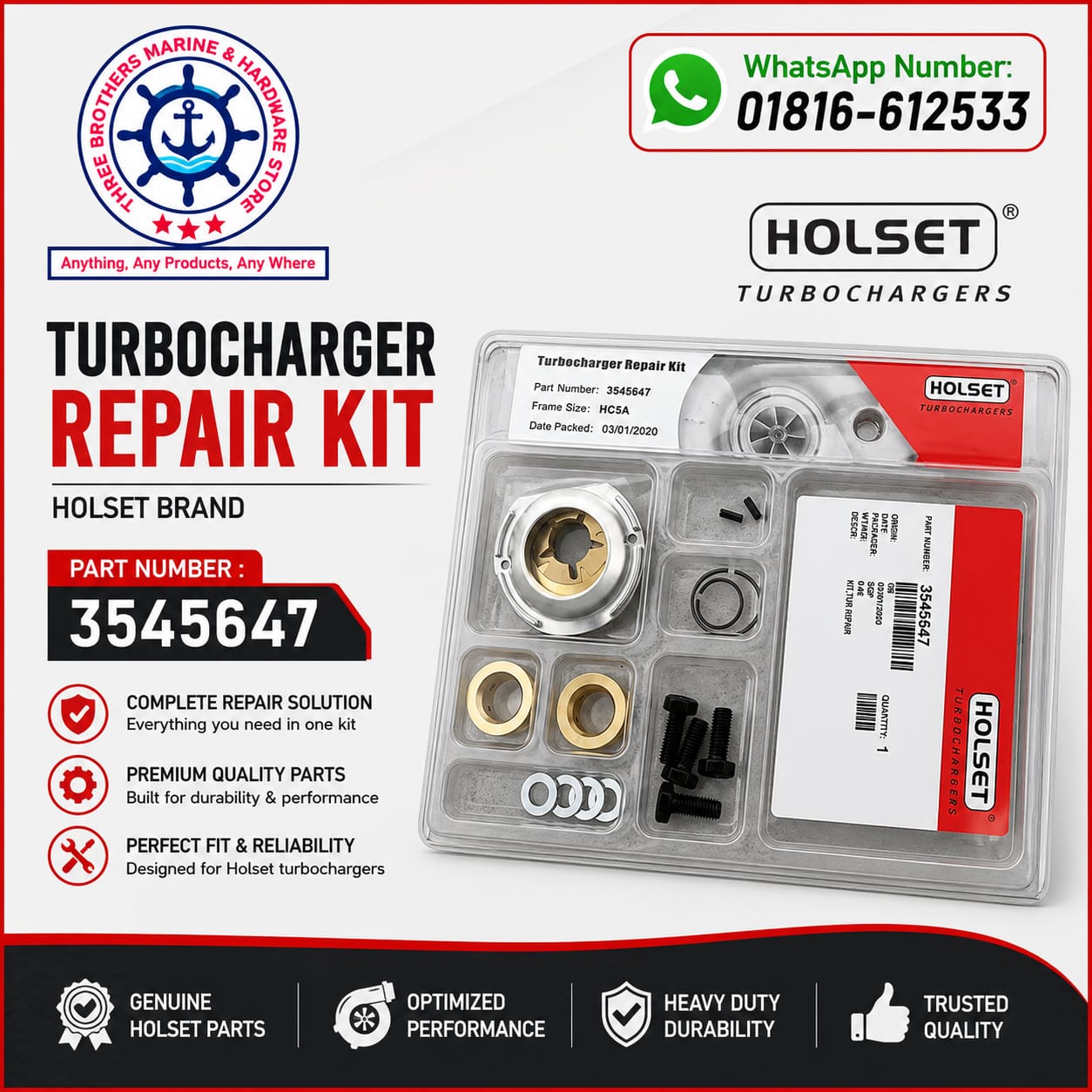 3545647 : Holset Brand Turbocharger Repair Kit