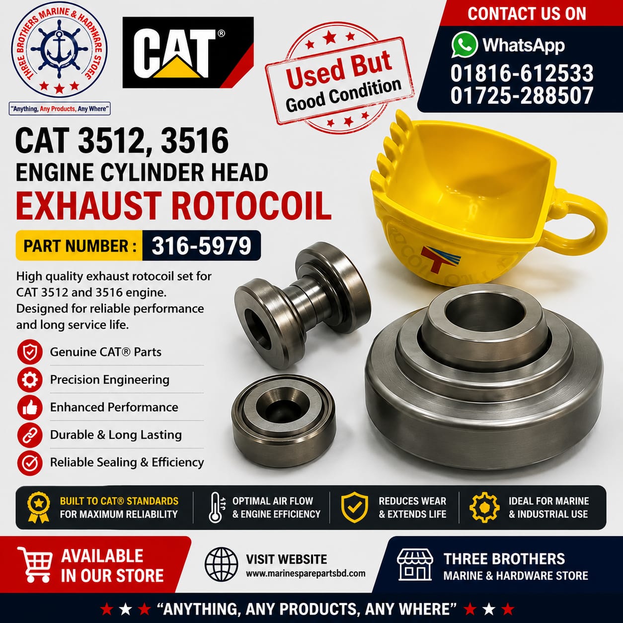 316-5979: Cylinder Head Exhaust Rotocoil (Recondition)