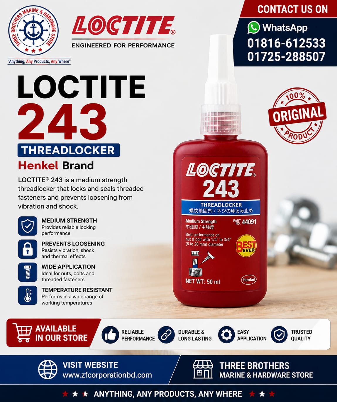LOCTITE® 243 Threadlockers